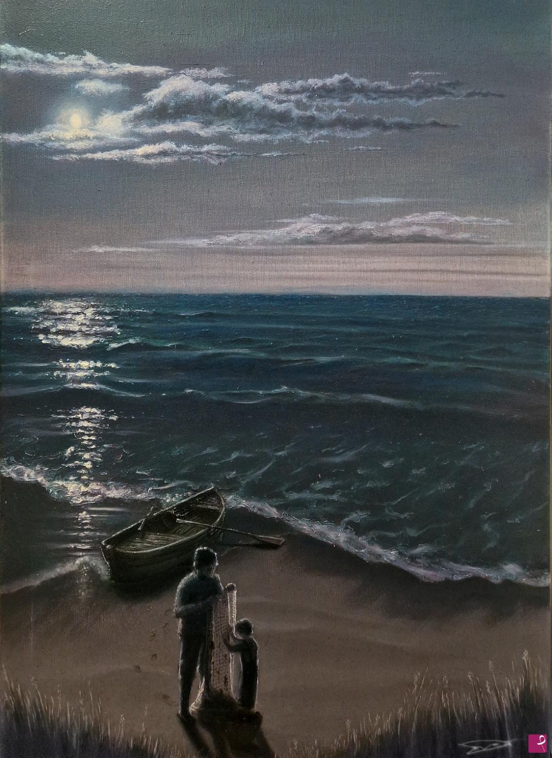 quadri in vendita online - Grey Mullet Fishing