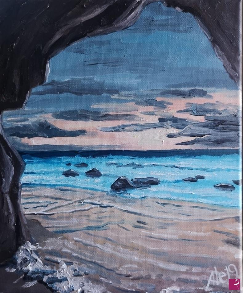 quadri in vendita online - grotta sulla spiaggia