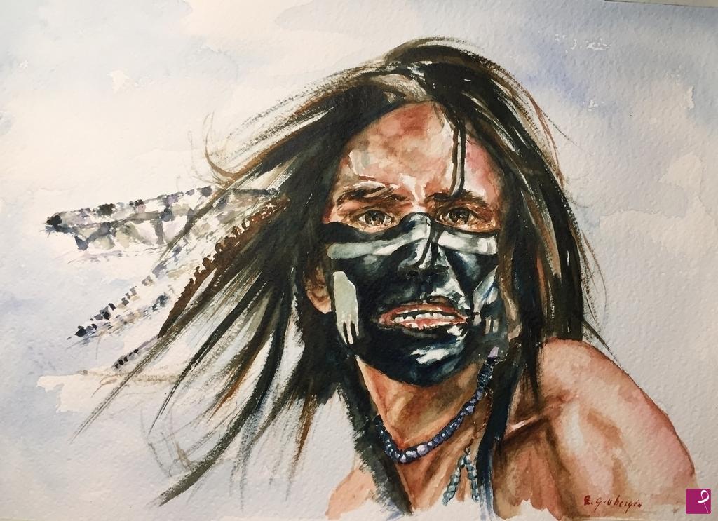 quadri in vendita online - Guerriero Sioux