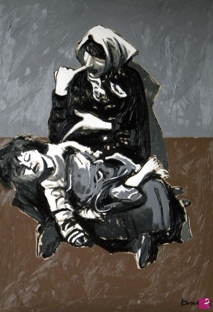 quadri in vendita online - Gypsy with child