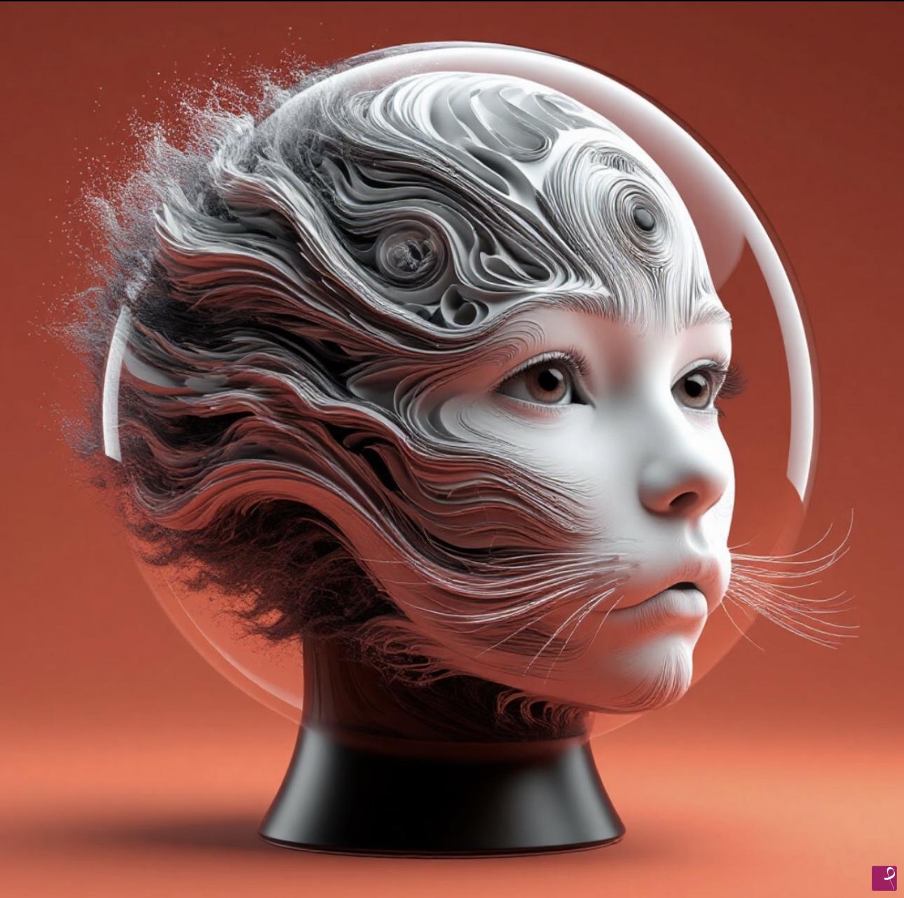quadri in vendita online - Head art girl-cat