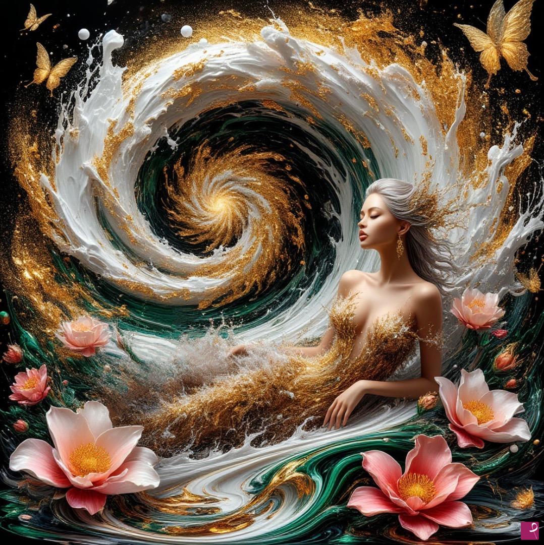 quadri in vendita online - Her dream, tornado flowers 