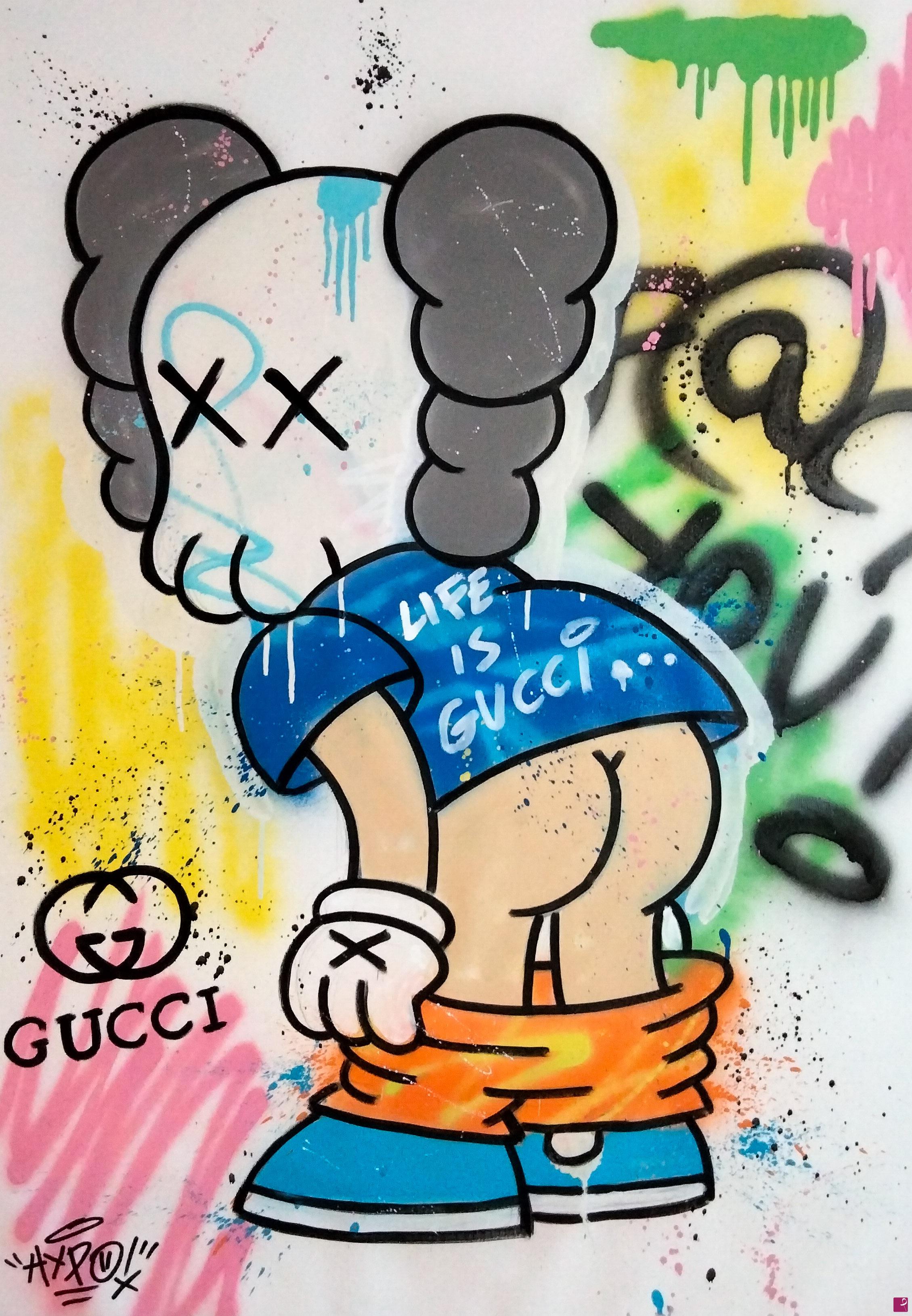 quadri in vendita online - Hipo X Kaws - Life is Gucci 