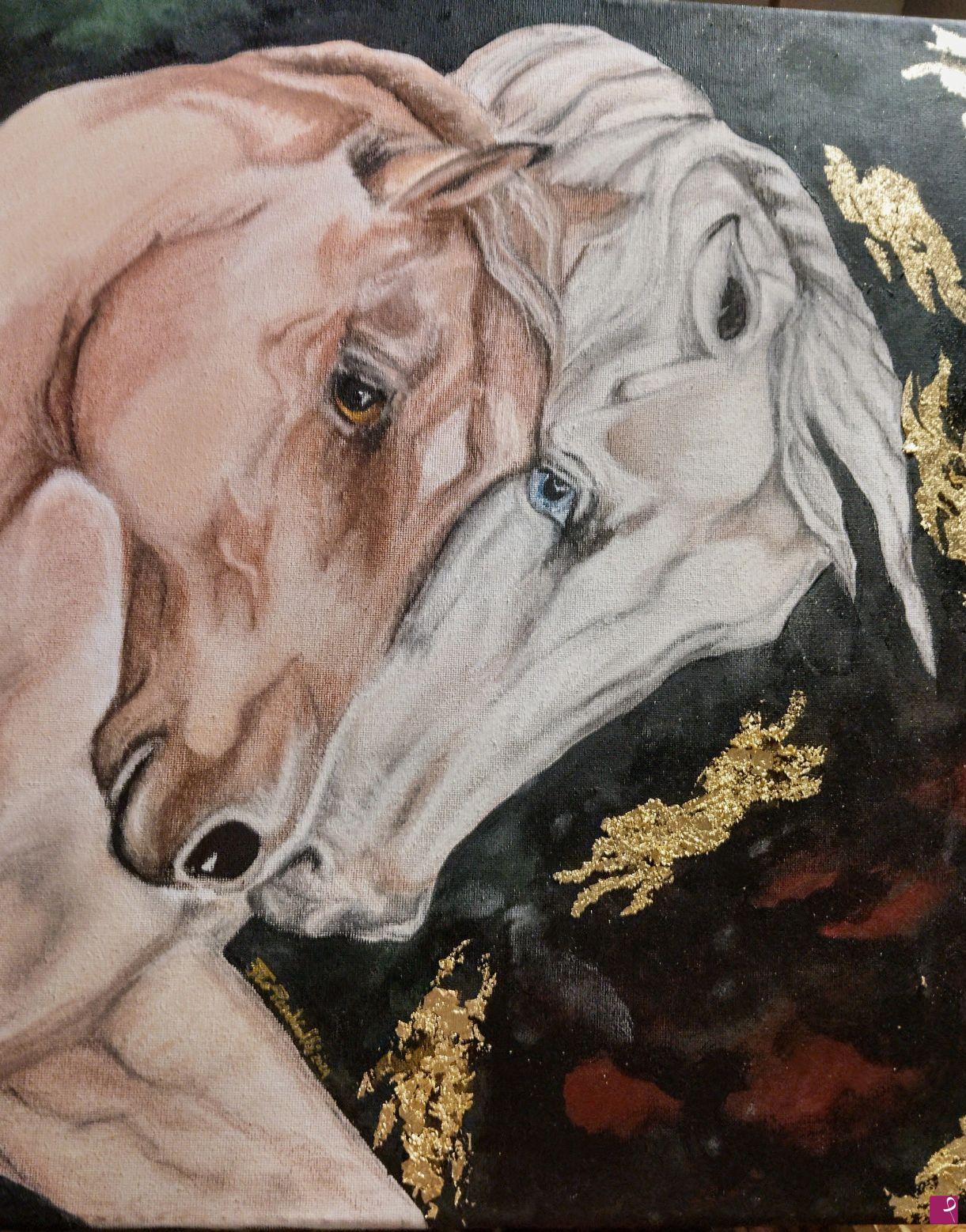 quadri in vendita online - horses cuddle