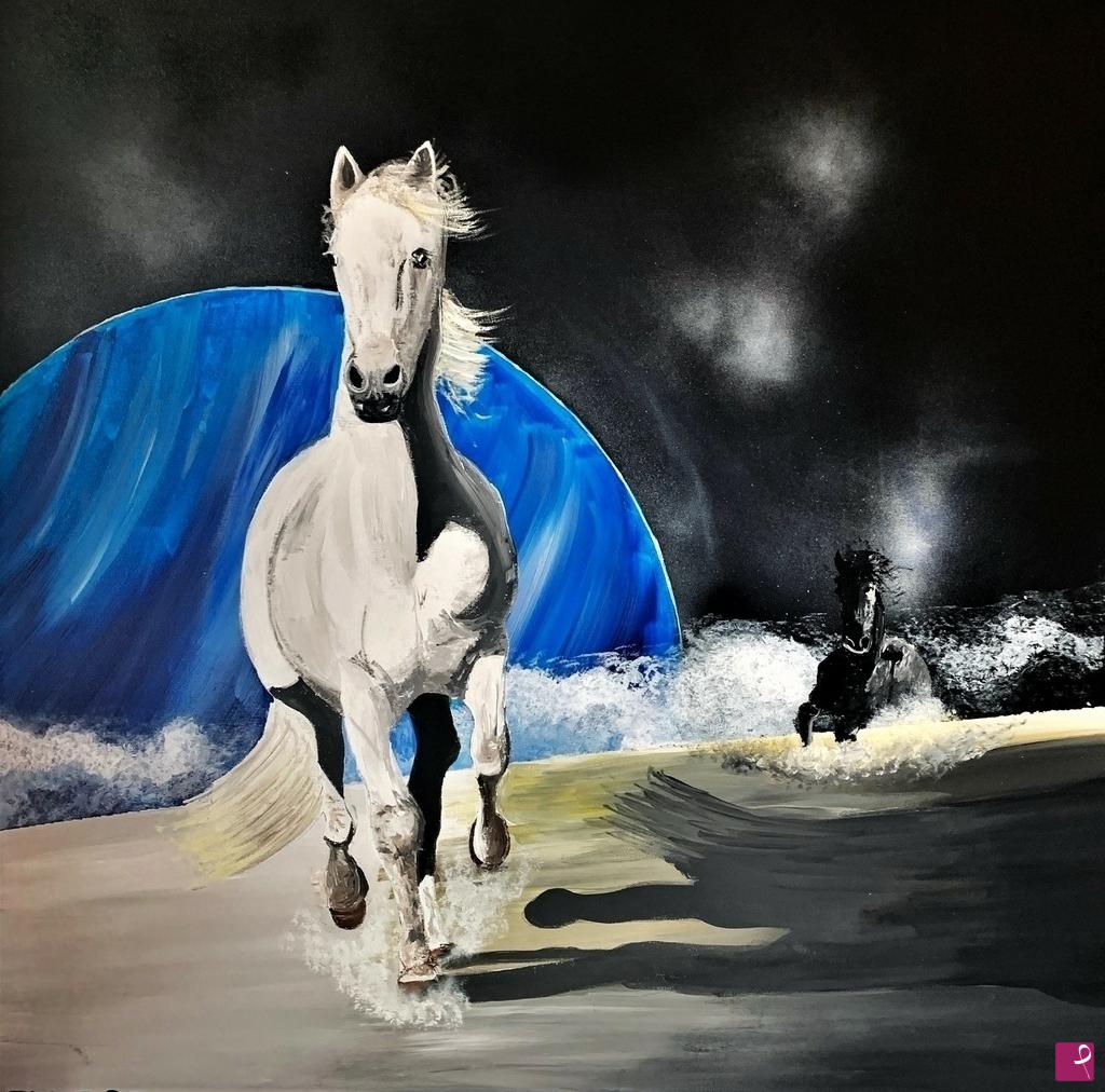 quadri in vendita online - HORSES ON THE MOON