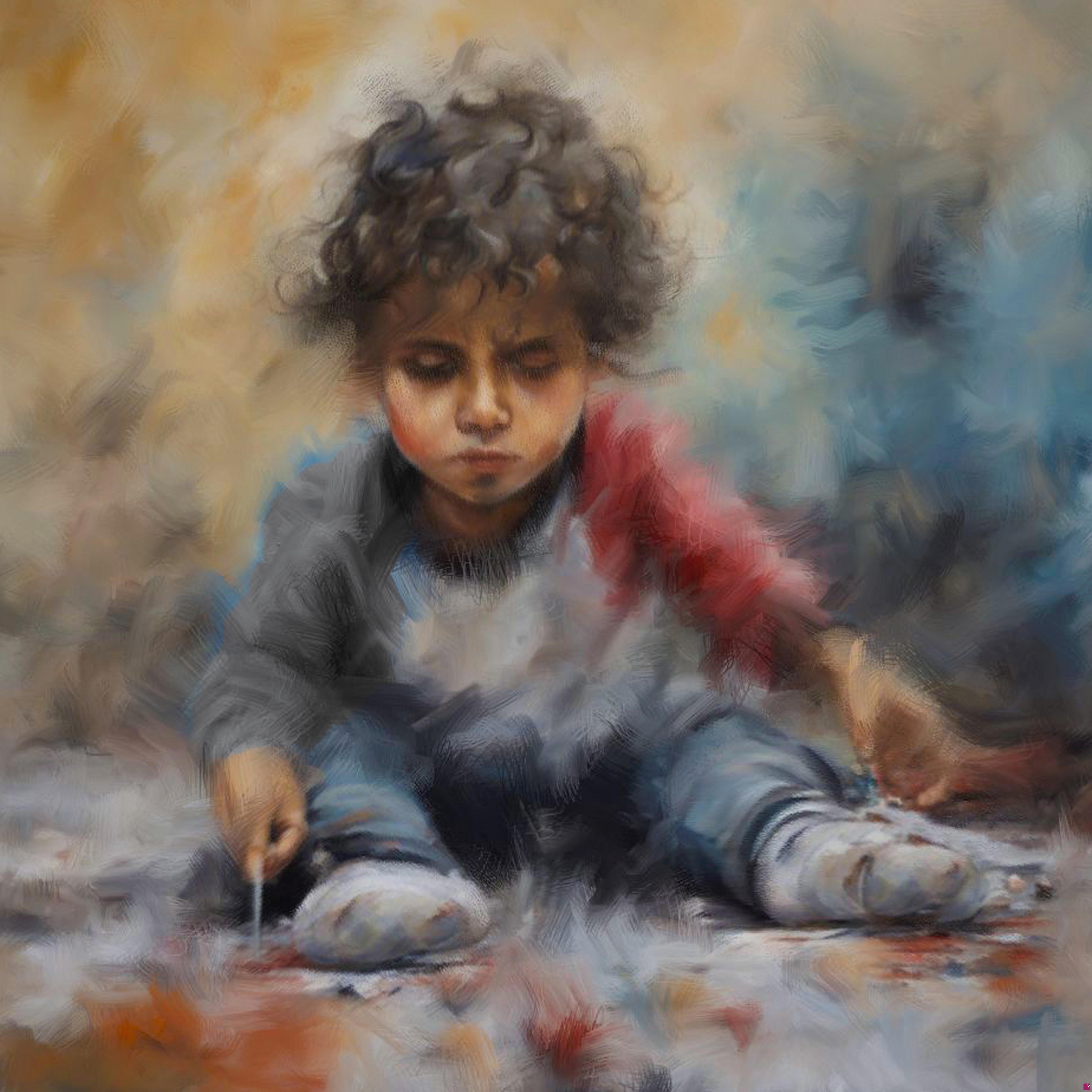 quadri in vendita online - I bambini sacrificabili (L'anima inerme) - Gaza - Palestina 2025