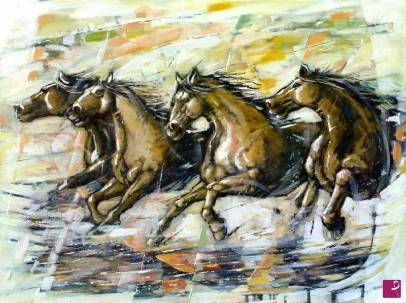 quadri in vendita online - I Cavalli venuti dal freddo, 2011, archivio n° 2506