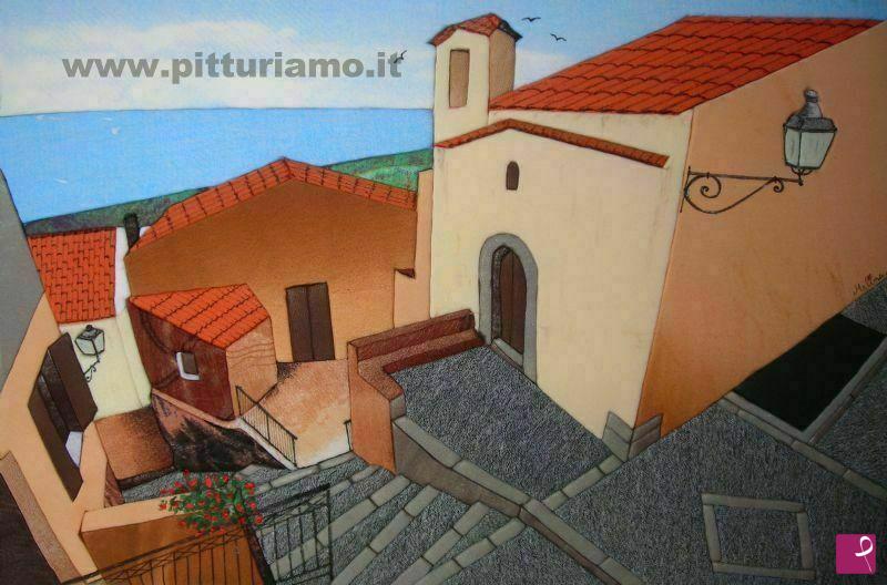 quadri in vendita online - I tetti del Borgo ( S.Marco D'Alunzio )