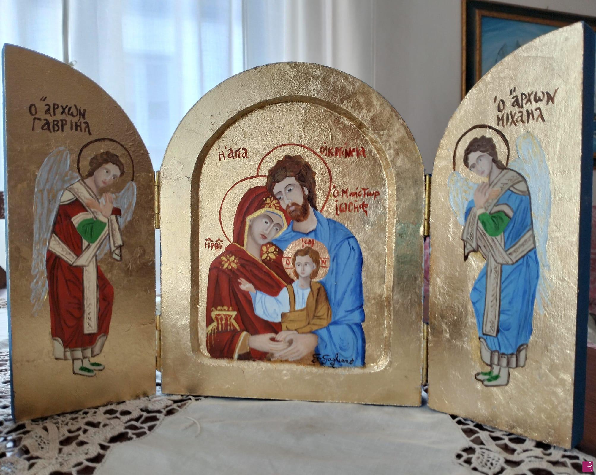 quadri in vendita online - Icona Trittico Sacra Famiglia 