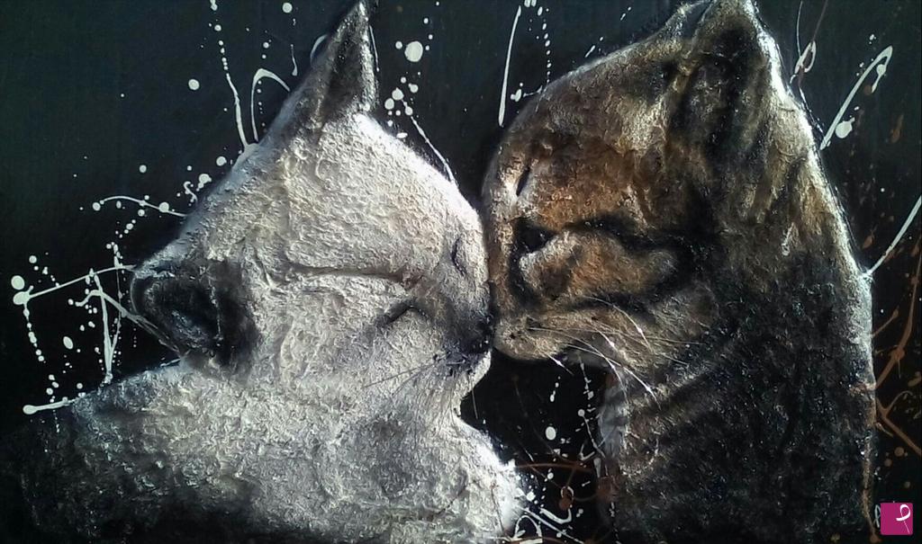 quadri in vendita online - Il bacio dei gatti 