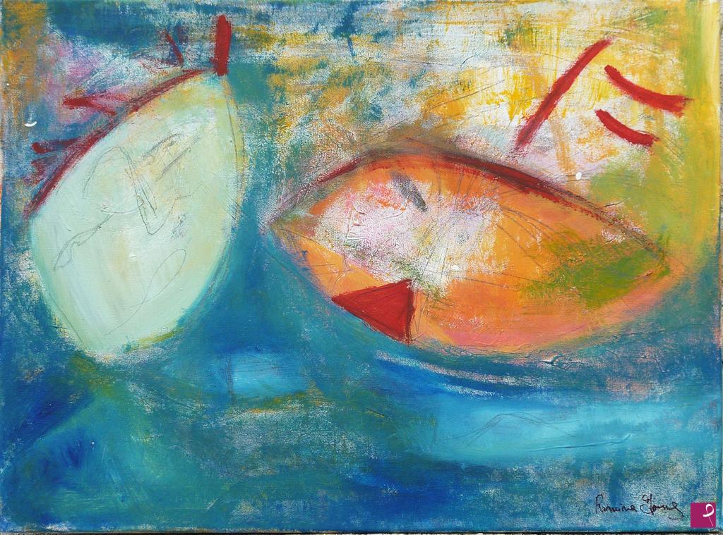 quadri in vendita online - IL BACIO DEL PESCE ROSSO
