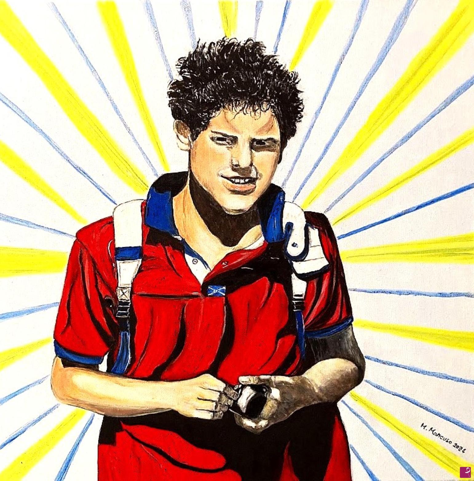 quadri in vendita online - Il Beato Carlo Acutis (2024) - olio su tela - cm 50 x 50
