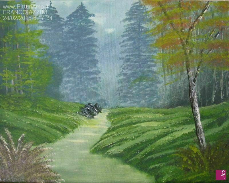 quadri in vendita online - il bosco all imbrunire