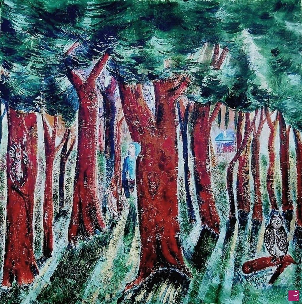 quadri in vendita online - "Il bosco di pini" 80x80x4 cm