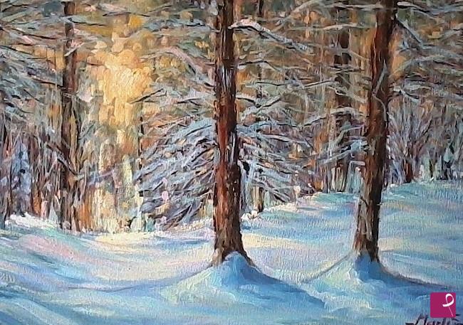 quadri in vendita online - il bosco innevato