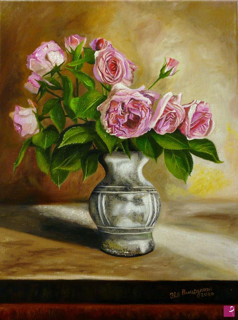 quadri in vendita online - il bouquet di rose
