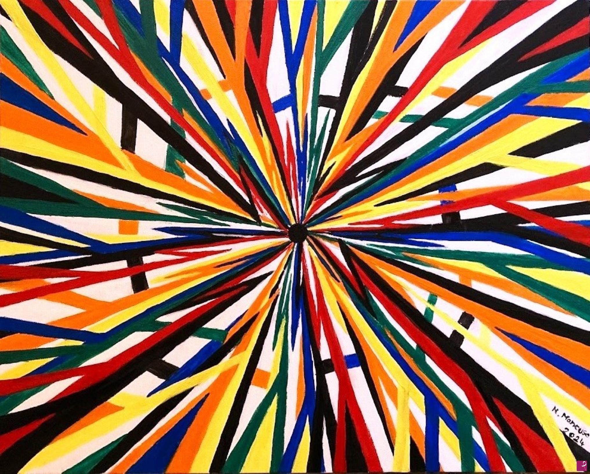 quadri in vendita online - Il buco nero Zig Zag (2024) - olio su tela - cm 50x40