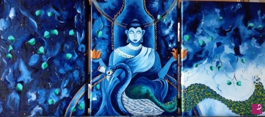 quadri in vendita online - Il Buddha azzurro 