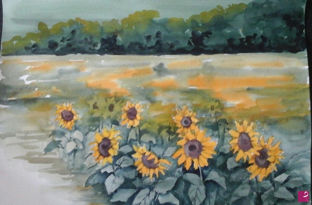 quadri in vendita online - Il campo di girasoli