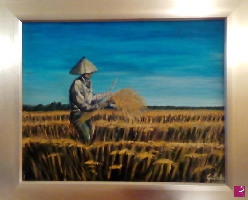 quadri in vendita online - Il Campo di grano PREMIATO DA ARTE EXPO' A MONTECARLO  LA PALMA D'ORO