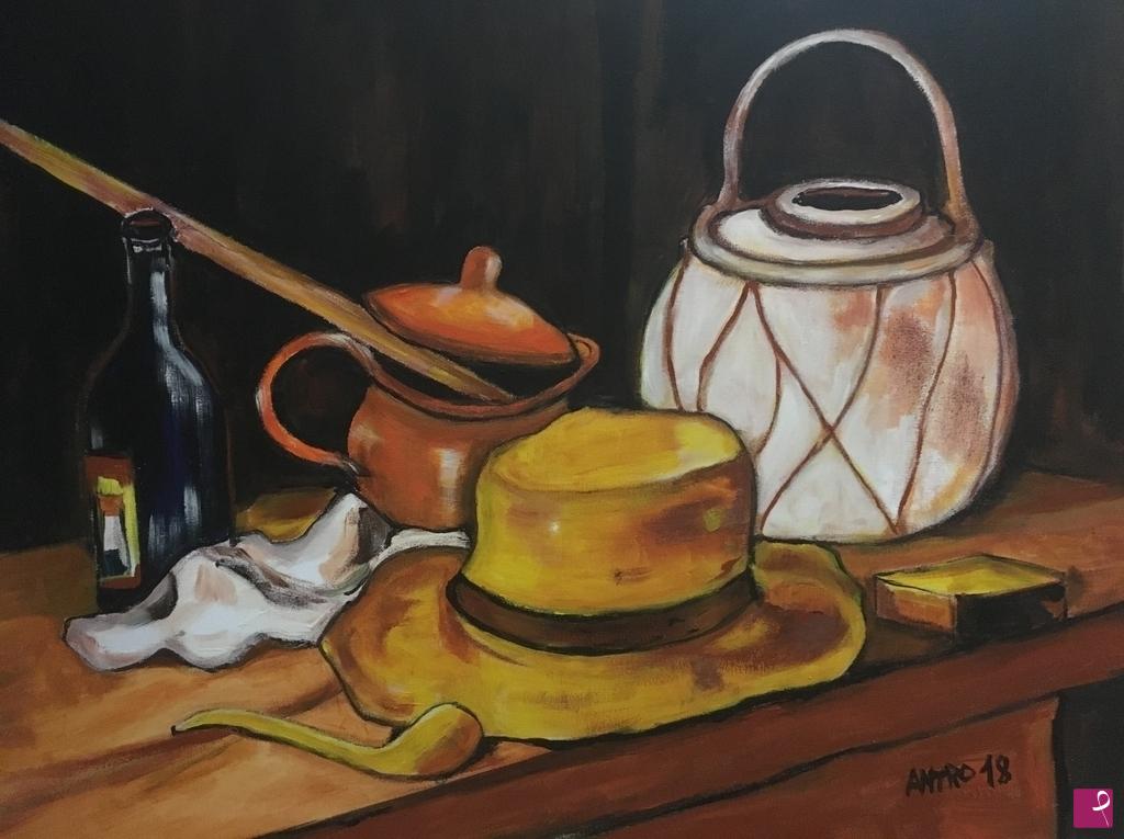 quadri in vendita online - Il cappello e la pipa (Van Gogh tribute)