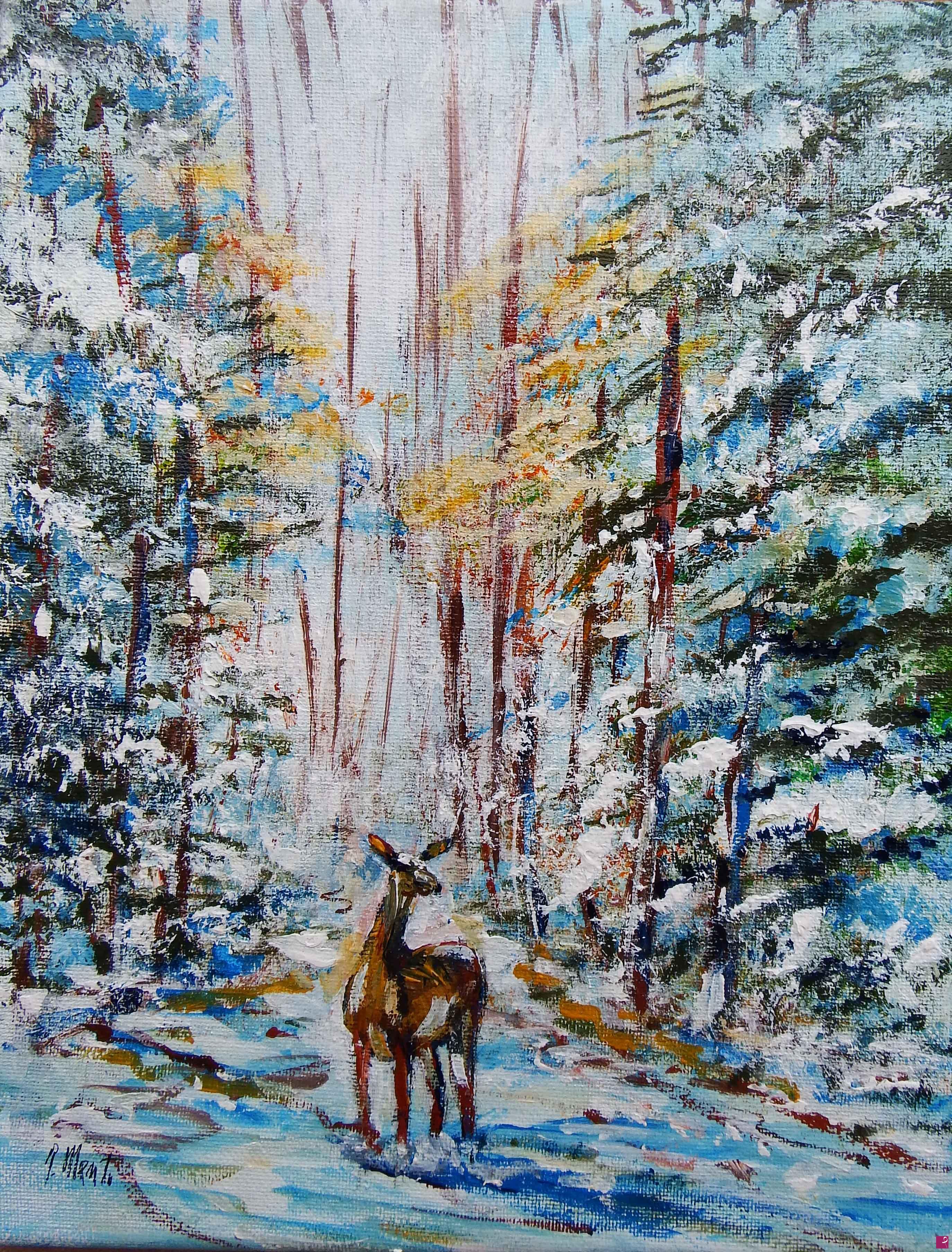 quadri in vendita online - Il capriolo nel bosco