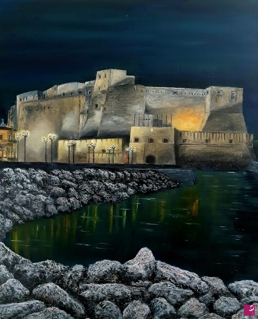 quadri in vendita online - Il castel dell ovo notturno 