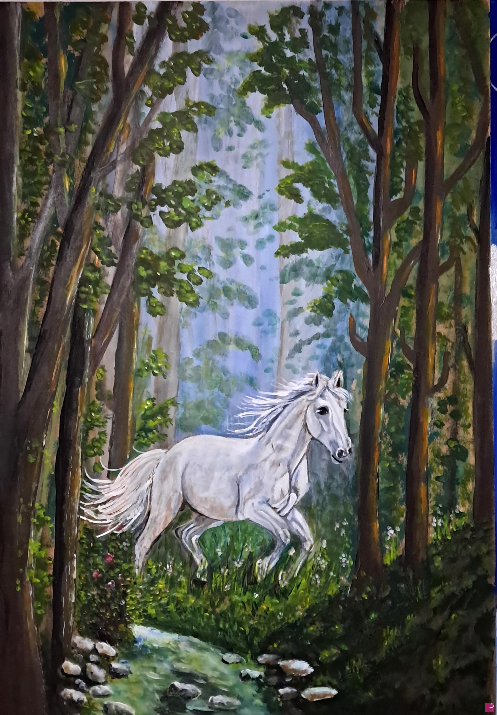quadri in vendita online - Il cavallo nel bosco