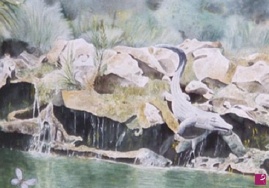 quadri in vendita online - il coccodrillo dei giardini  della Mortella (Ischia)