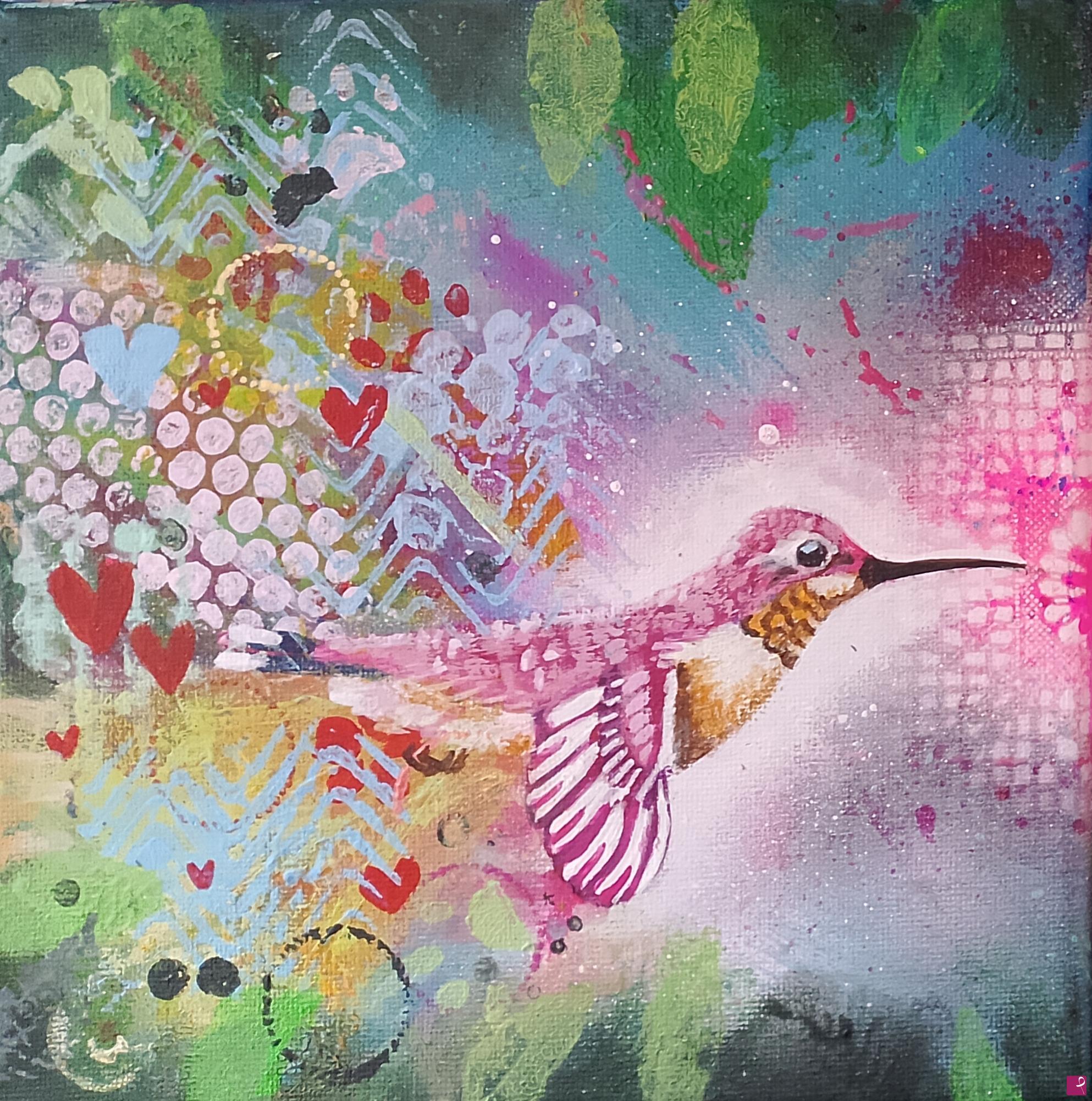 quadri in vendita online - Il colibrì rosa