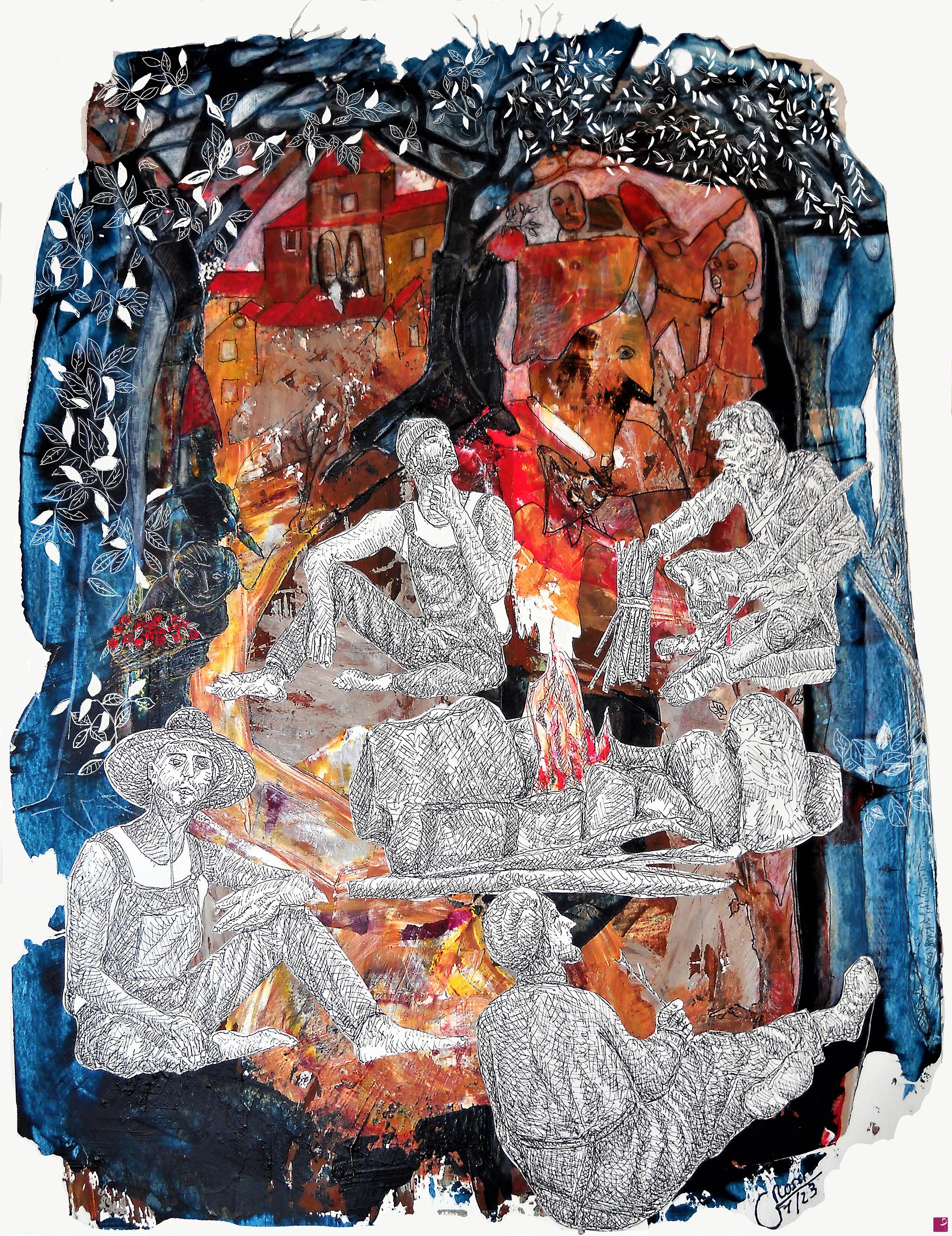 quadri in vendita online - Il contadino ed i figli discordi 33x 43 cm
