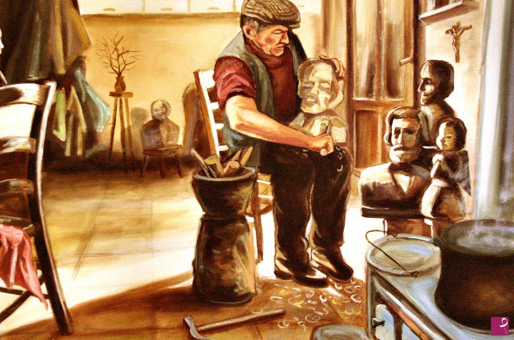 quadri in vendita online - Il contadino scultore