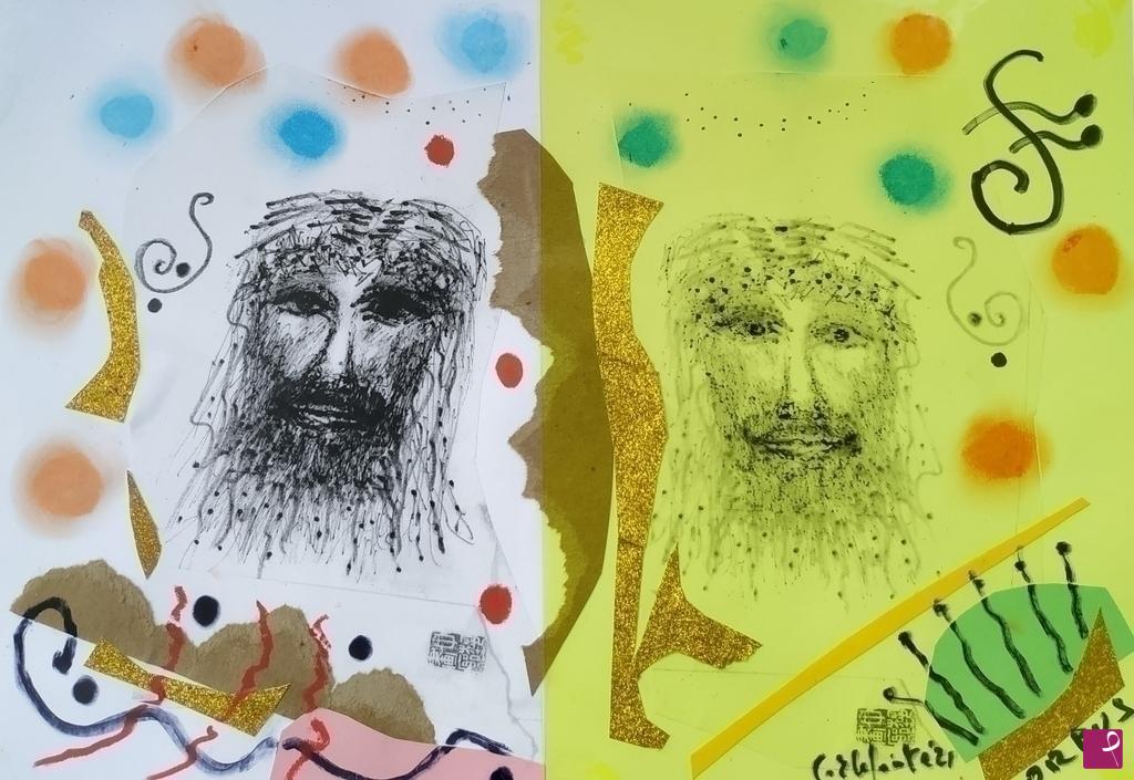 quadri in vendita online - Il Cristo in doppia immagine,composizione binaria