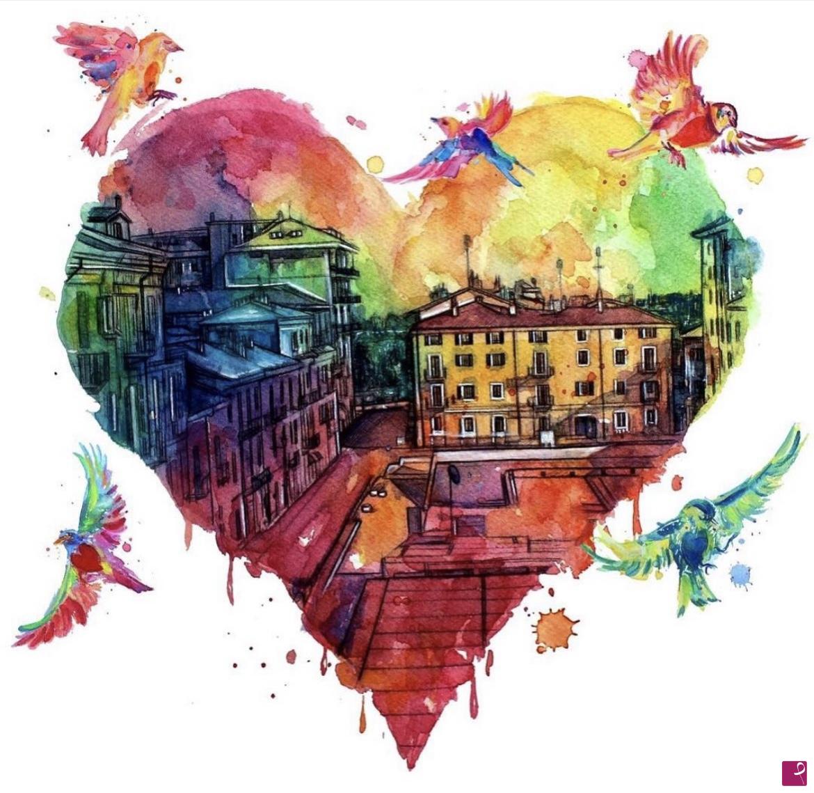 quadri in vendita online - Il cuore della città 