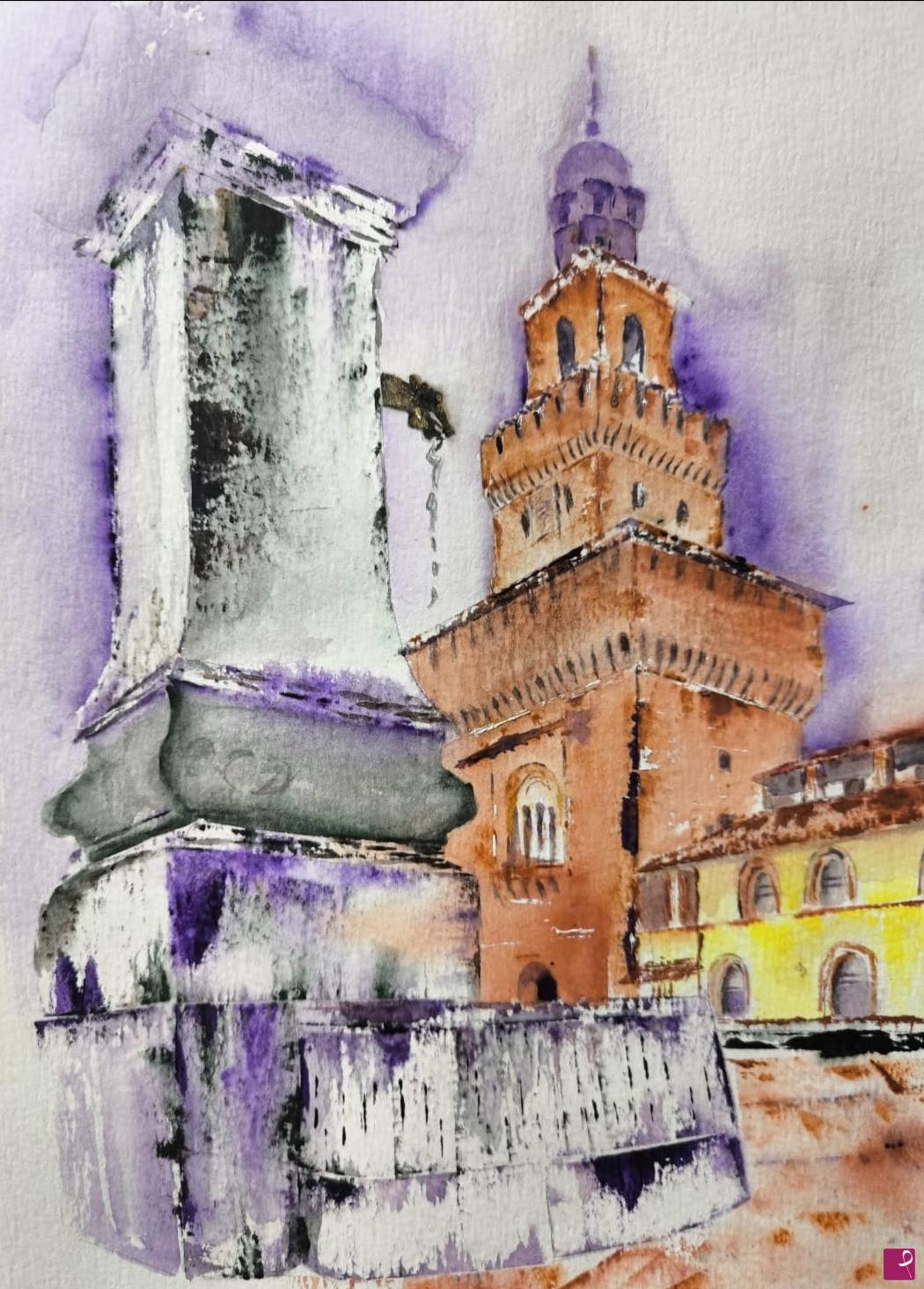 quadri in vendita online - Il drago verde del Castello Sforzesco 