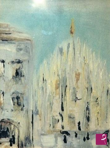 quadri in vendita online - Il Duomo di Milano sotto la pioggia