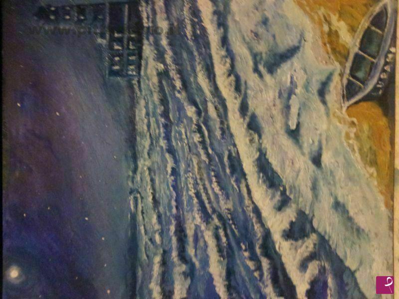 quadri in vendita online - il faro di fiumicino di notte