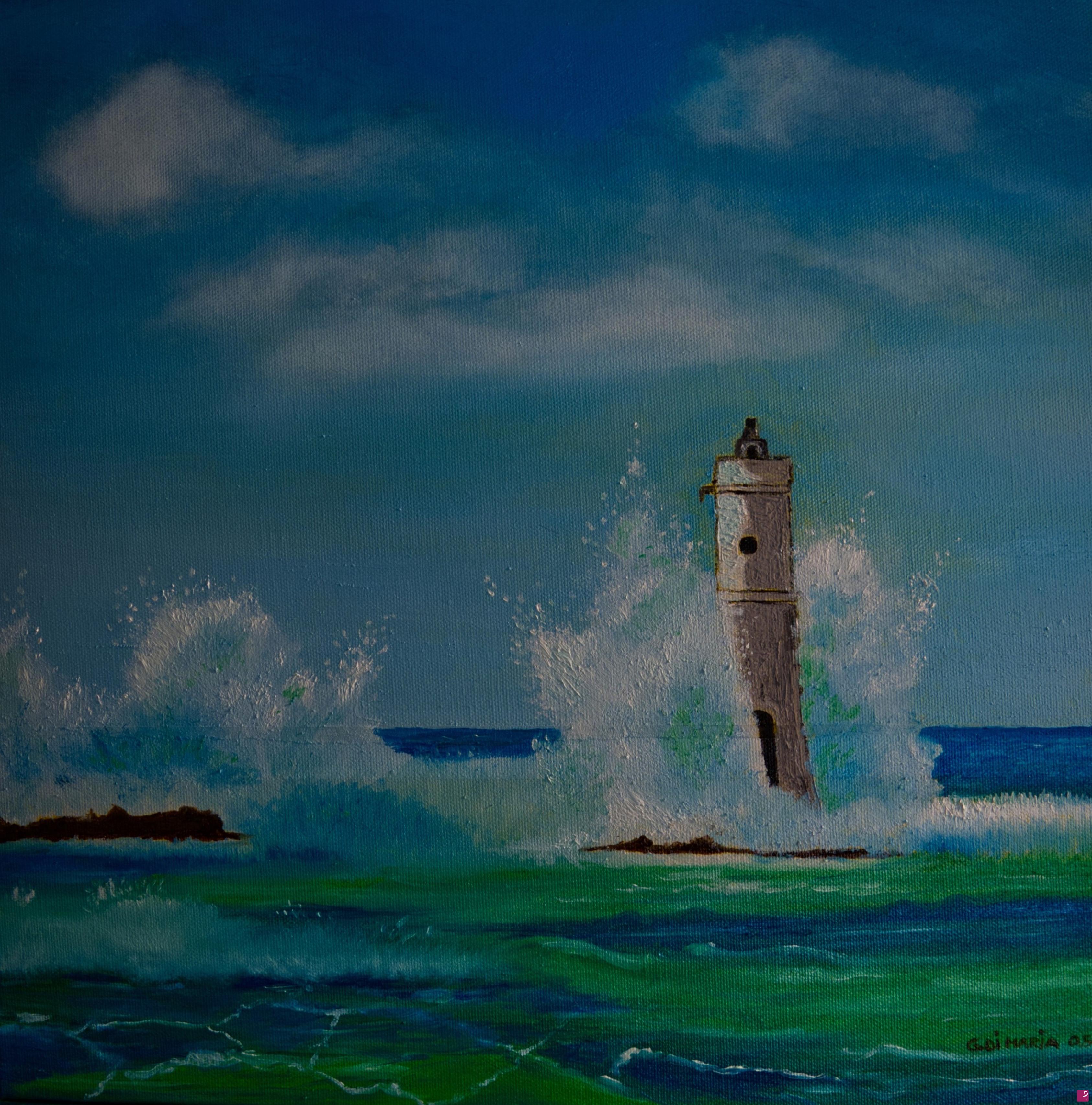 quadri in vendita online - Il faro in tempesta