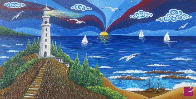 quadri in vendita online - IL FARO INCANTATO - QUADRO PREMIATO AL XXIII CONCORSO DI PITTURA INTERNAZIONALE G.  D' ANNUNZIO.