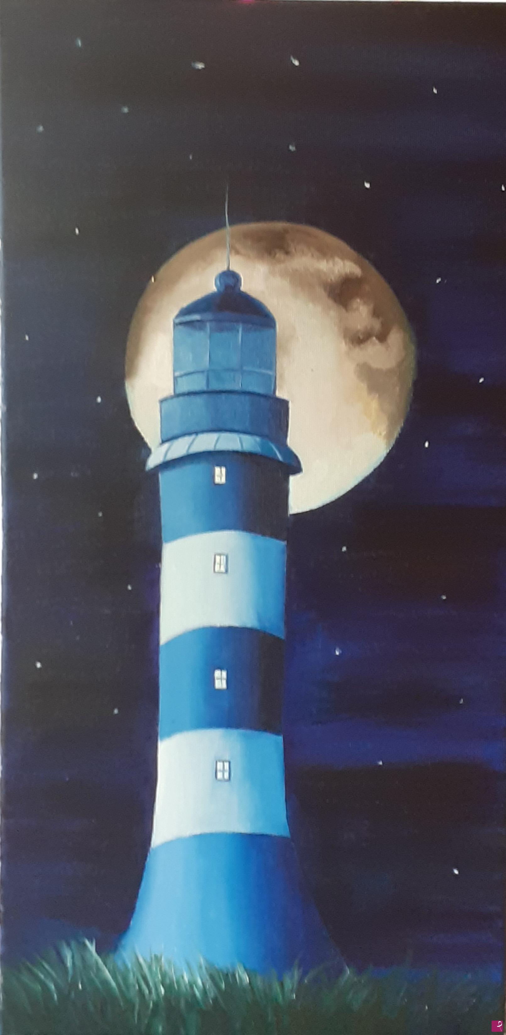 quadri in vendita online - Il faro vestito di notte..
