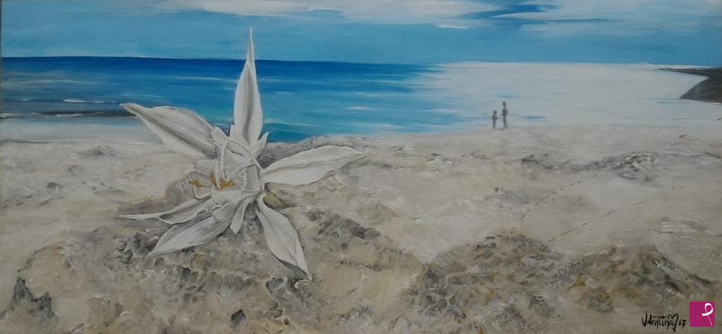 quadri in vendita online - Il fiore sulla spiaggia