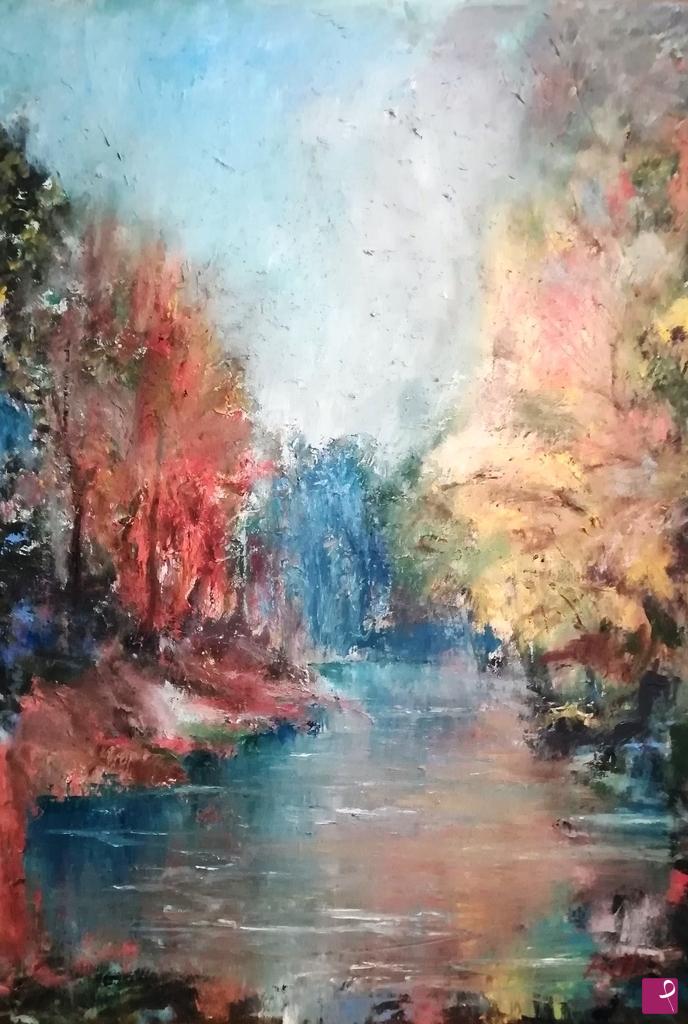 quadri in vendita online - IL FIUME NEL BOSCO