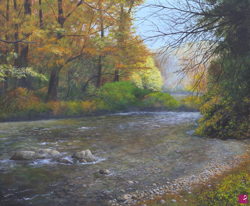 quadri in vendita online - Il fiume Nera in autunno