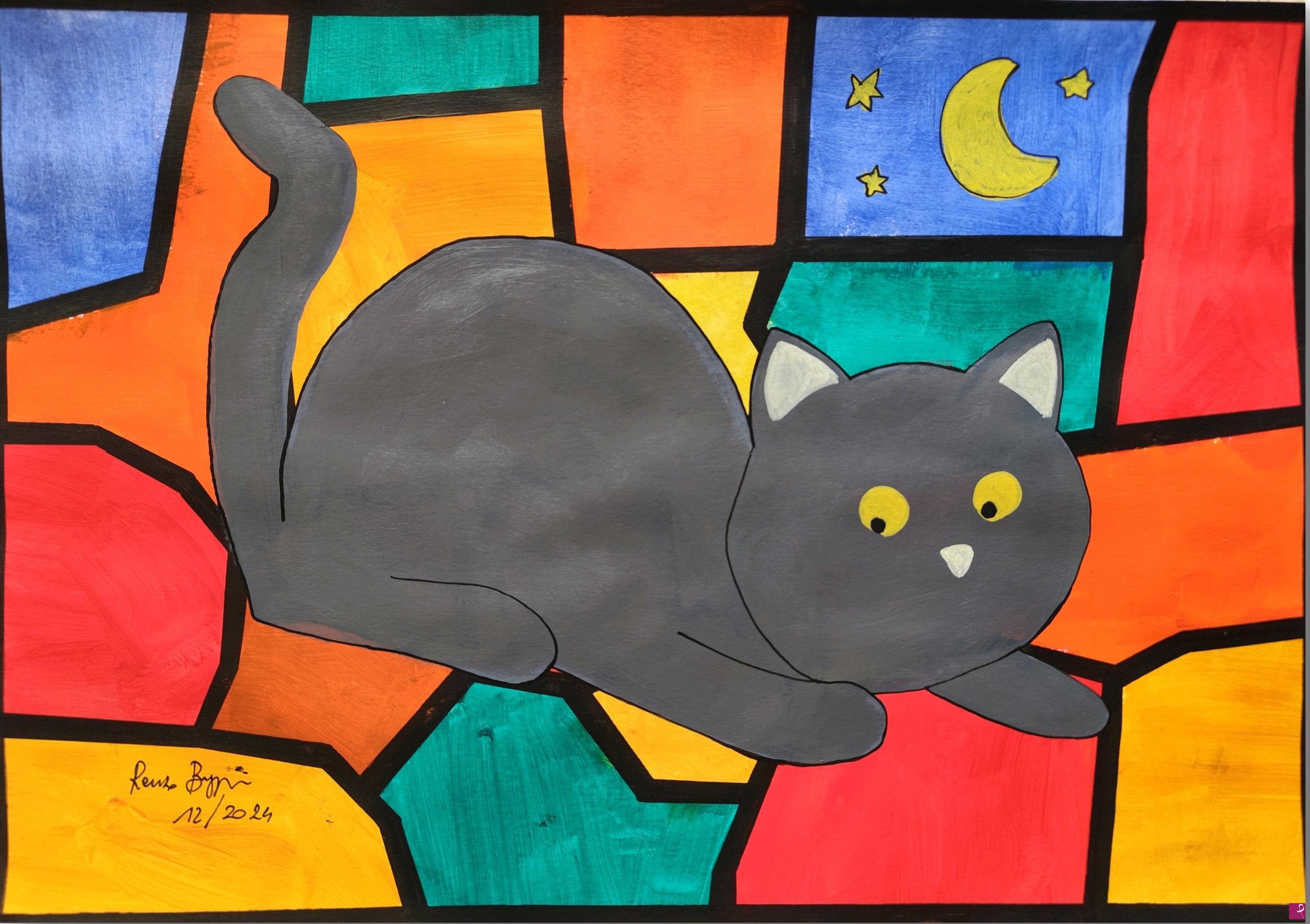 quadri in vendita online - Il Gatto Certosino - Patchwork nr. 6