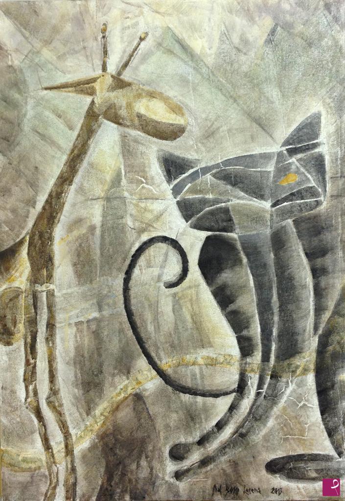 quadri in vendita online - il gatto e la giraffa