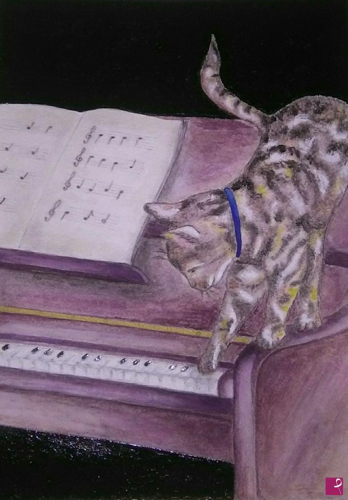 quadri in vendita online - Il gatto pianista