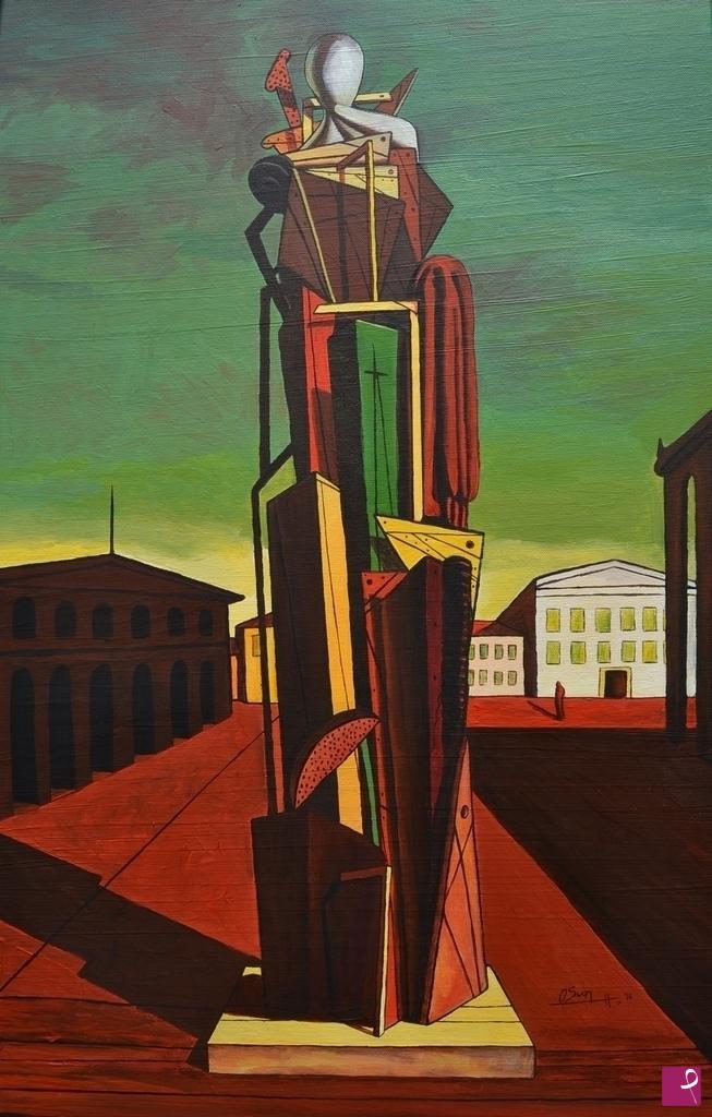 quadri in vendita online - Il Grande Metafisico ( omaggio a G. De Chirico )