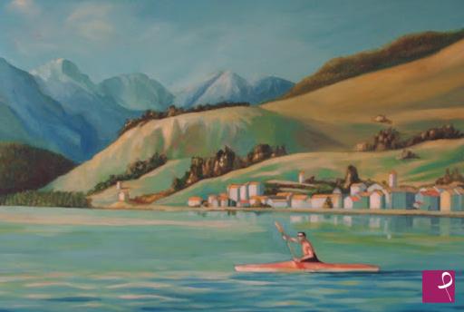 quadri in vendita online - Il lago di Barcis, luglio 1996.
