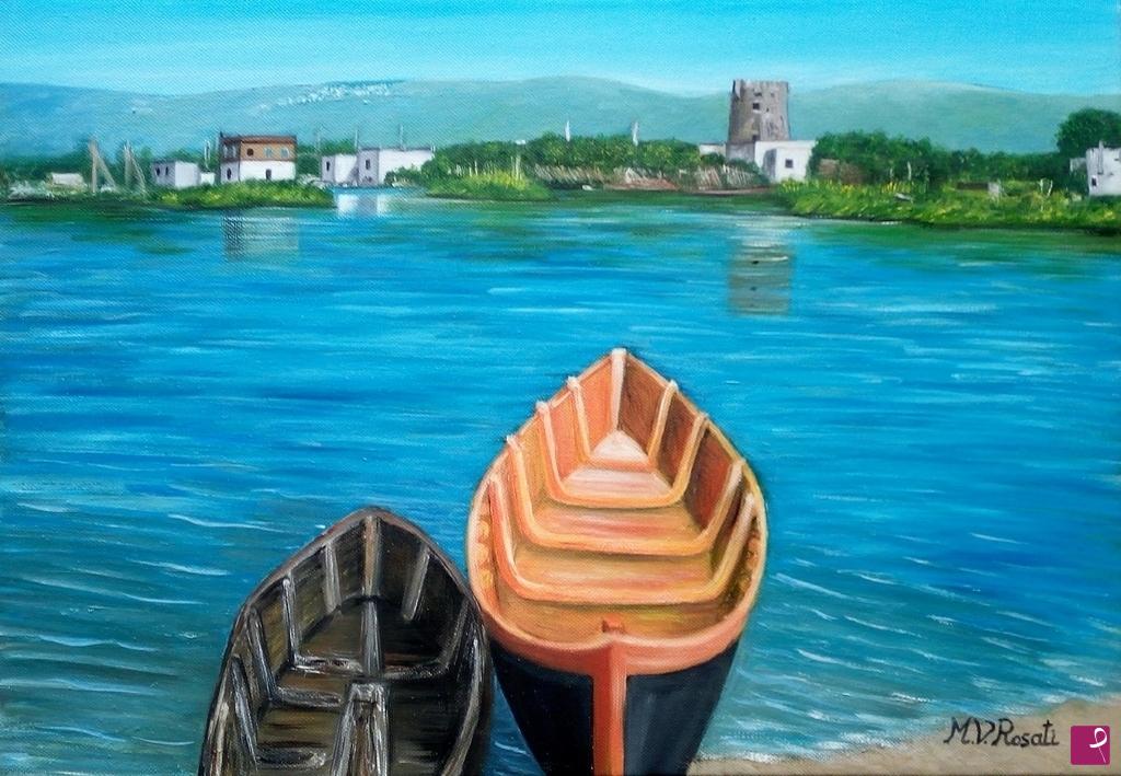 quadri in vendita online - IL LAGO DI VARANO, IN PUGLIA
