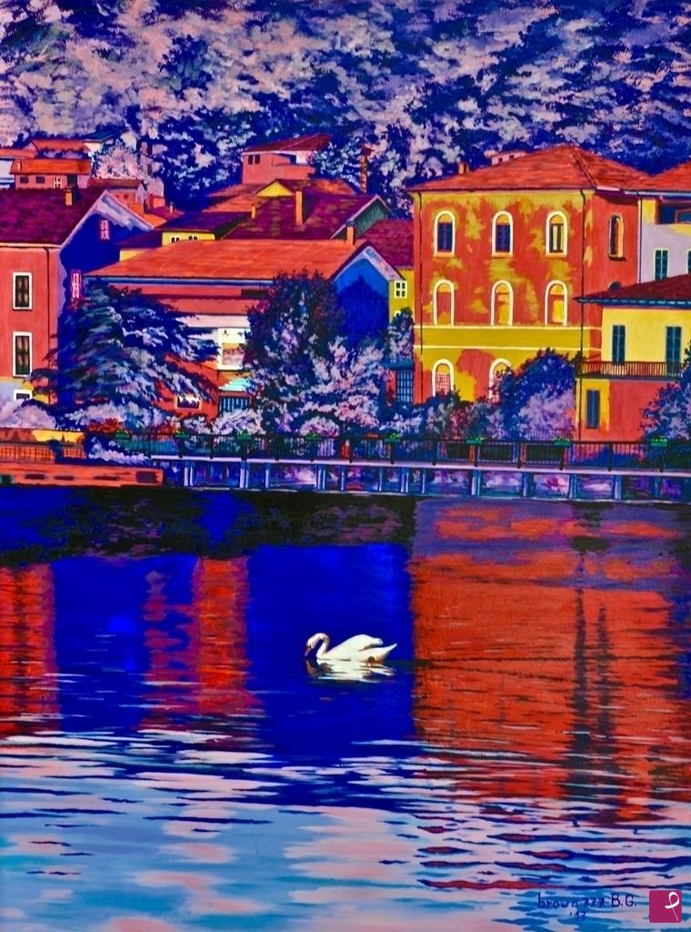 quadri in vendita online - IL LAGO... IN ROSSO!